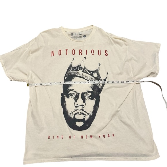 The Notorious B.I.G Tee Shirt Cream Graphic Tee with Iconic Rap Artist - Picture 6 of 9